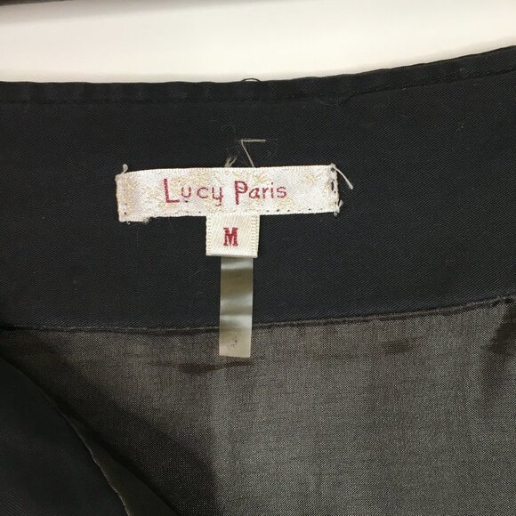 Lucy Paris Black Embroidered Floral Ribbon Skirt L - Picture 7 of 8